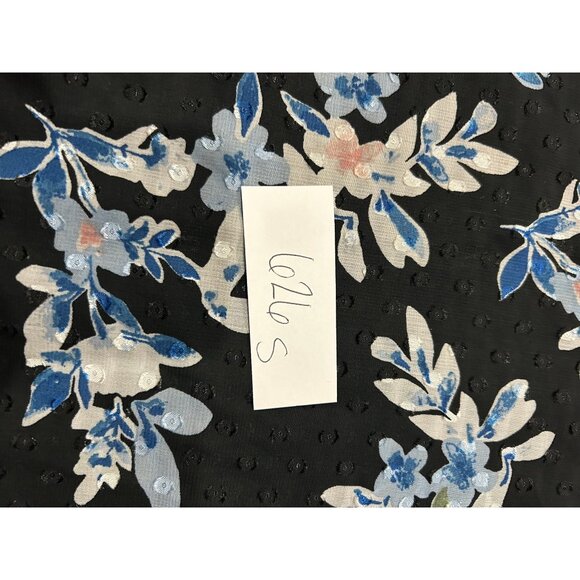 Notations Floral Chiffon Poncho Blouse Black Blue Sz XL Clip Dot Rhinestone Boho - Picture 9 of 11